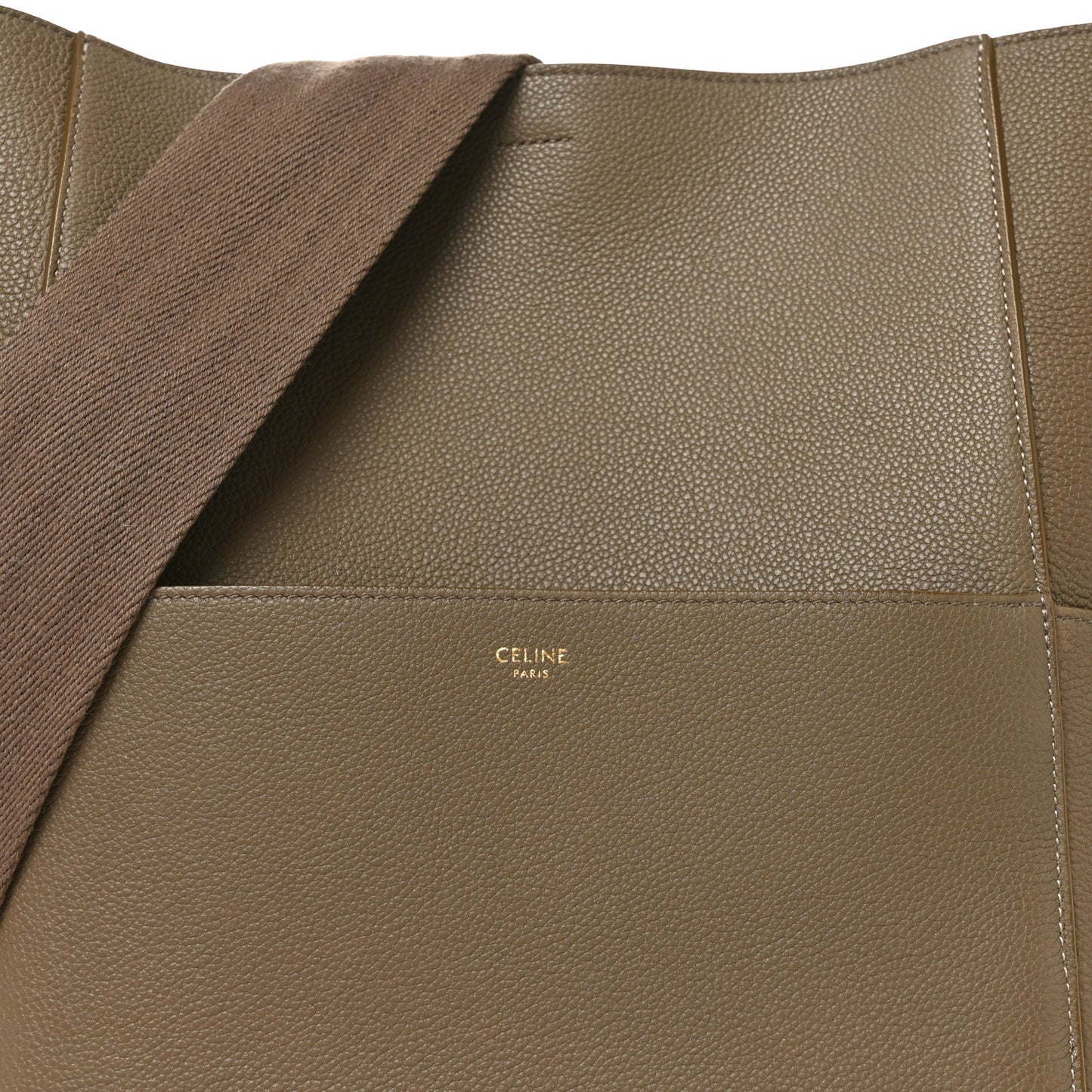 Soft Grained Calfskin Sangle Bucket Bag Taupe