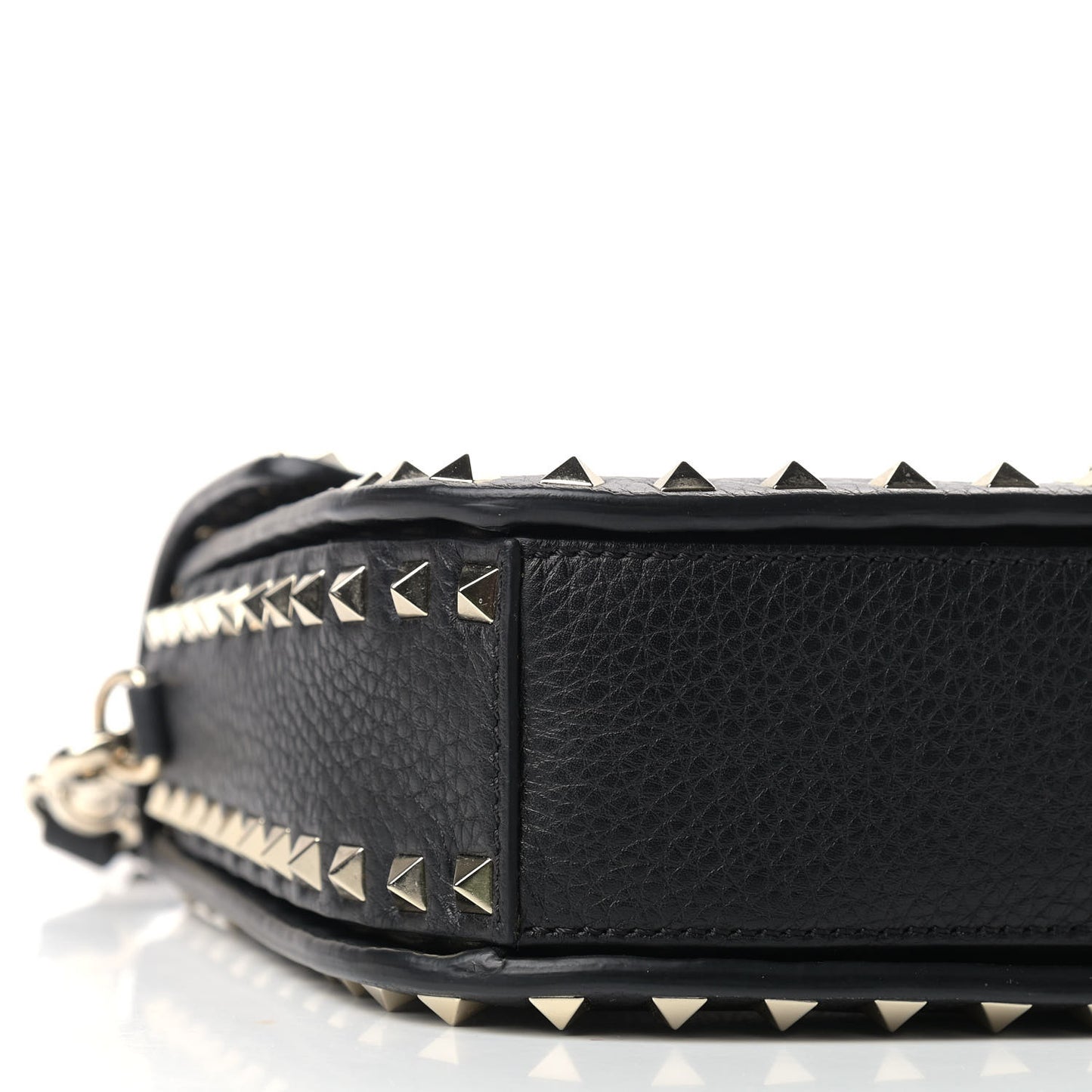 Pebbled Calfskin Medium Rockstud Flap Saddle Bag Black