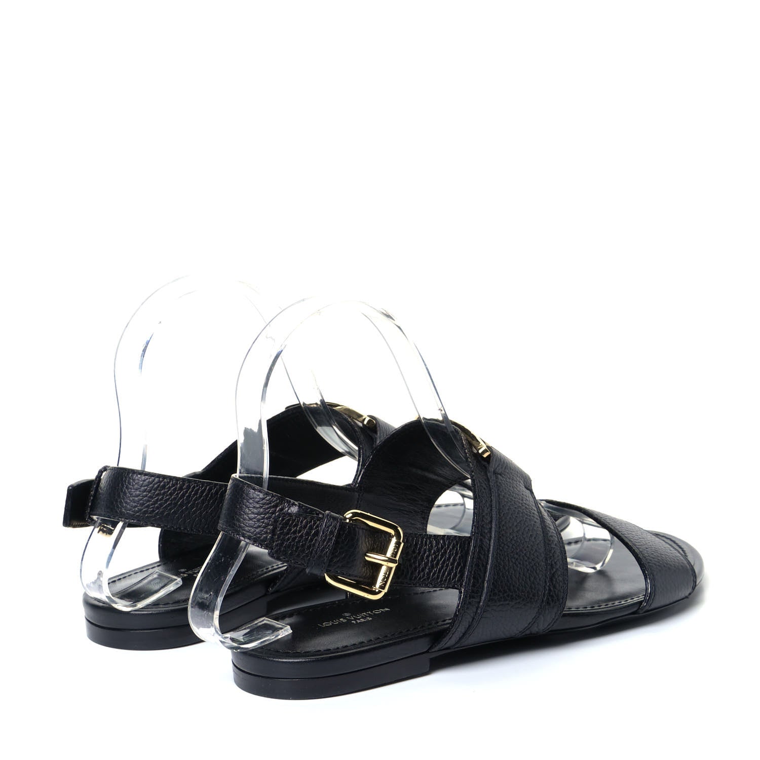 Louis Vuitton Grained Calfskin Horizon Flat Sandals 38 Black 3 of 9