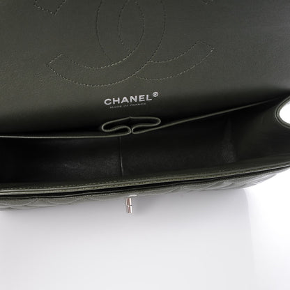 Chanel Caviar Quilted Jumbo Double Flap Dark Green 6 of 9