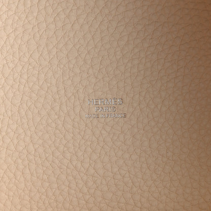 Hermes Taurillon Clemence Casaque Picotin Lock 22 MM Gold Etoupe Nata 6 of 9