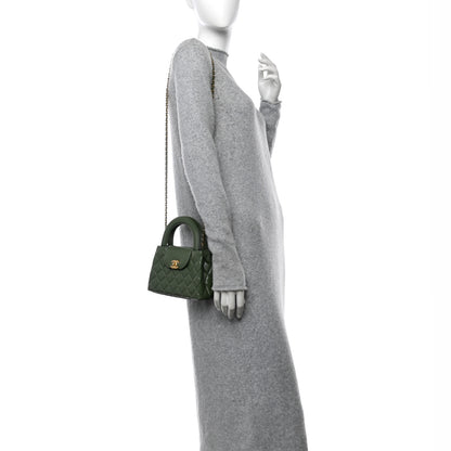 Chanel Shiny Aged Calfskin Quilted Nano Kelly Shopper Khaki 2 of 10