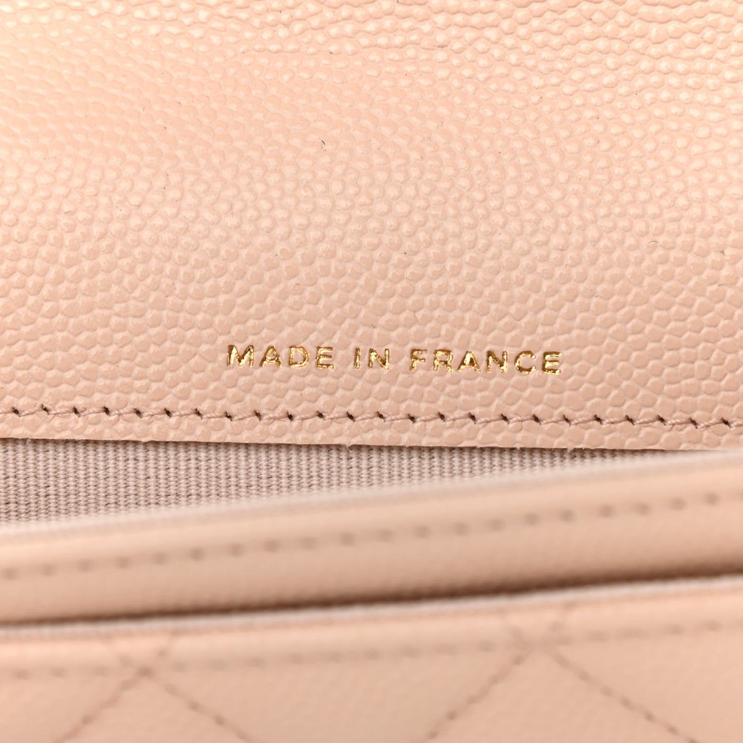 Caviar Quilted Flap Card Holder Wallet Beige