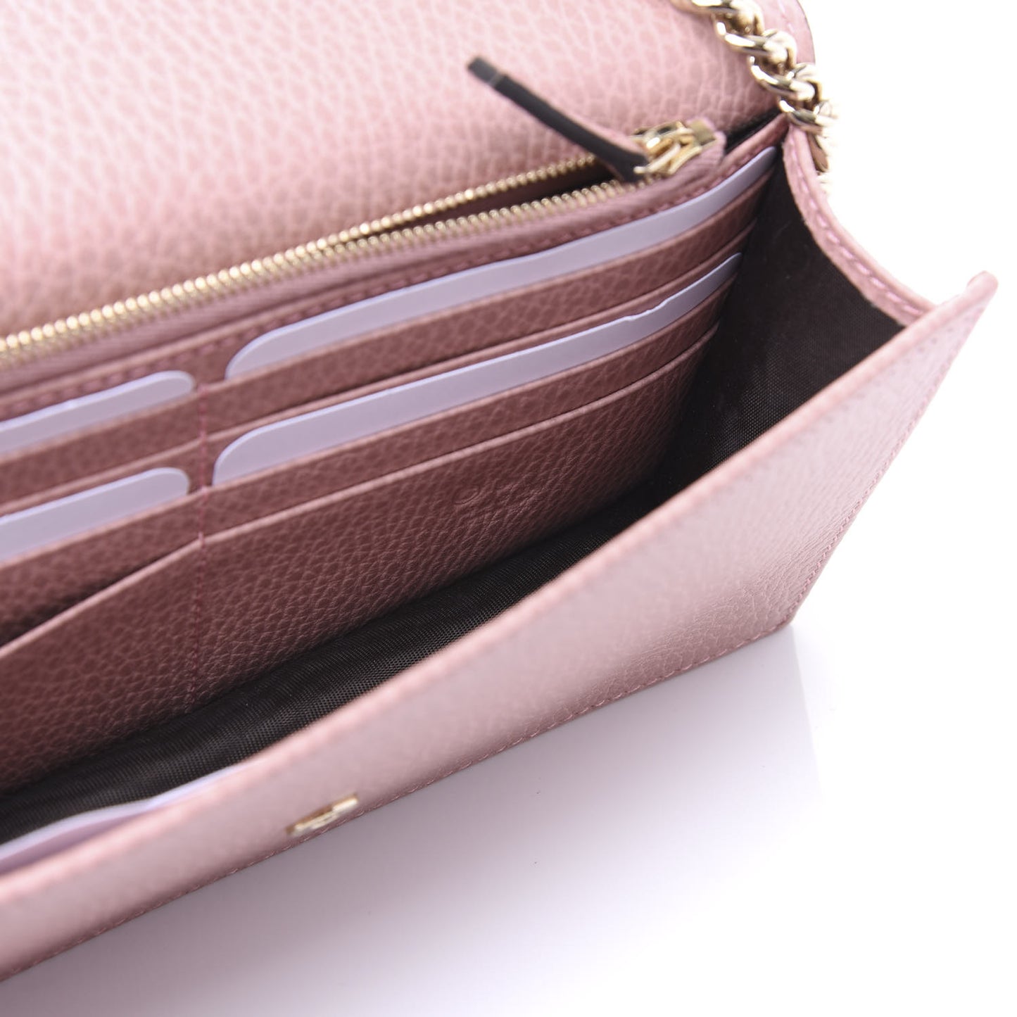 Dollar Calfskin Interlocking G Chain Wallet Soft Pink