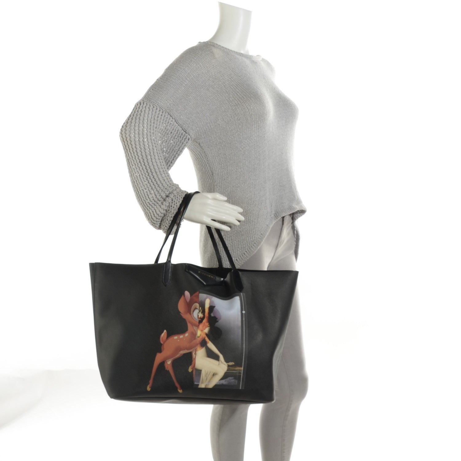Givenchy Textured Coated Canvas Bambi Print Large Antigona Tote Black 2 of 10