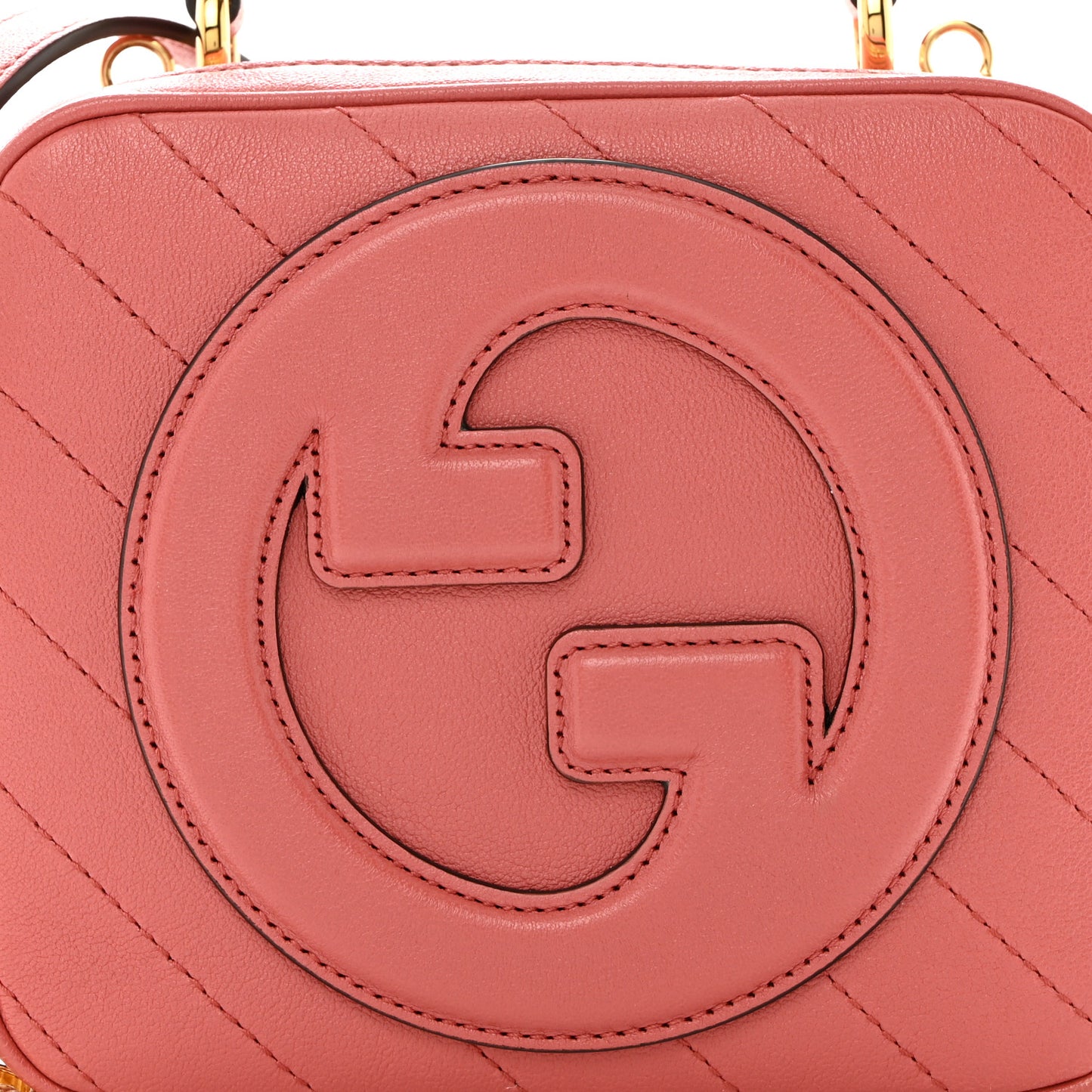 Sakai Be Green Calfskin Diagonal Stitched Blondie Top Handle Bag Pink