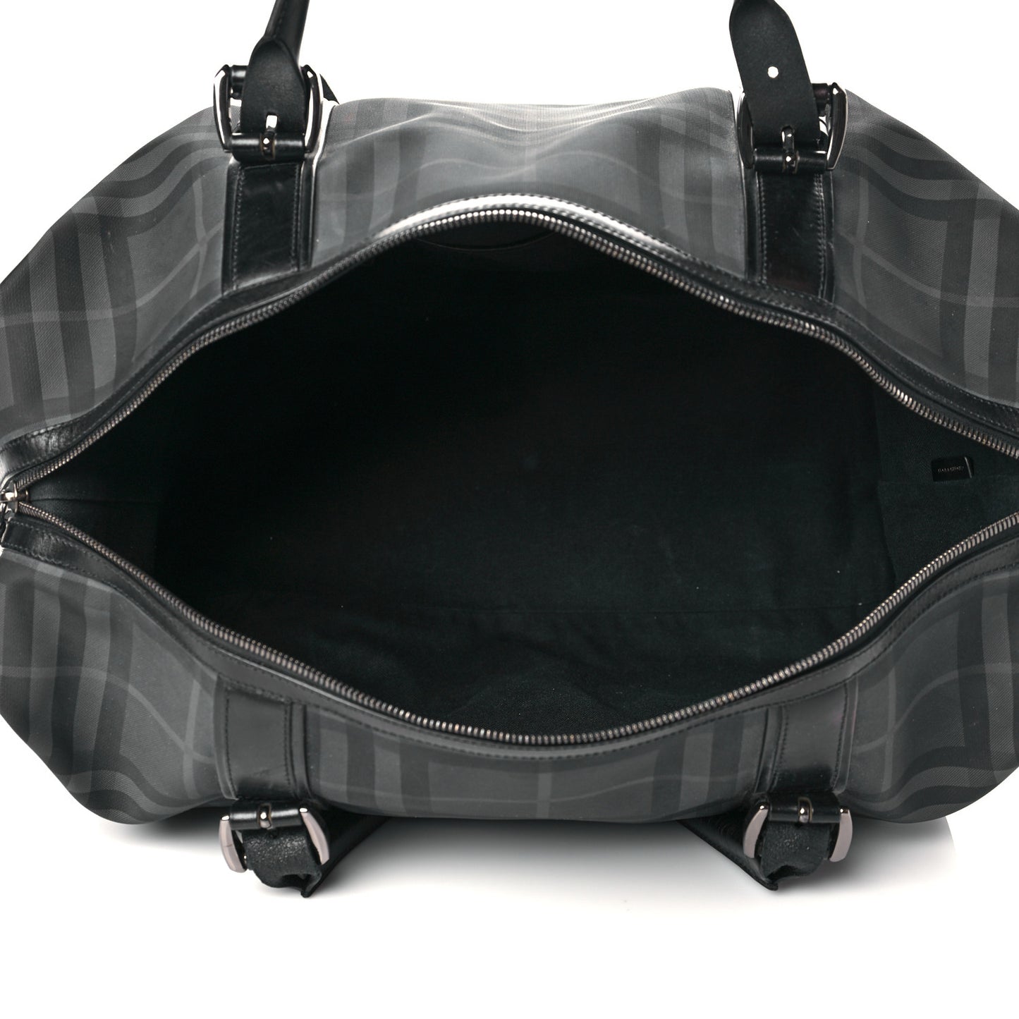 Nylon Smoked Check Weekend Duffle Bag Black