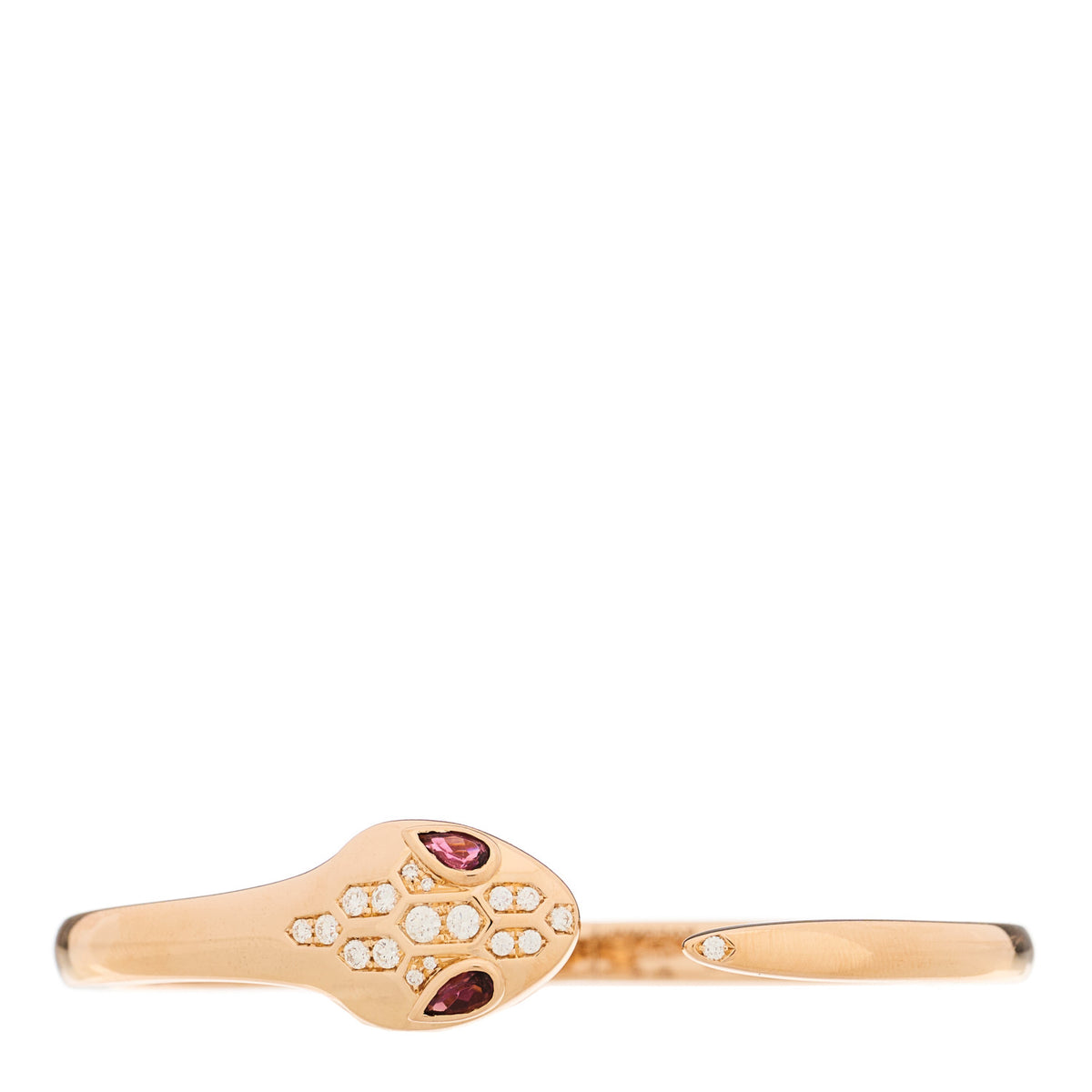 18K Rose Gold Diamond Rubellite Serpenti Seduttori Bangle Bracelet S