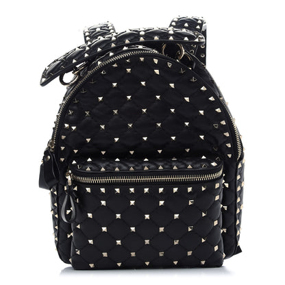 Valentino Garavani Nappa Quilted Small Rockstud Spike Backpack Black 1 of 8