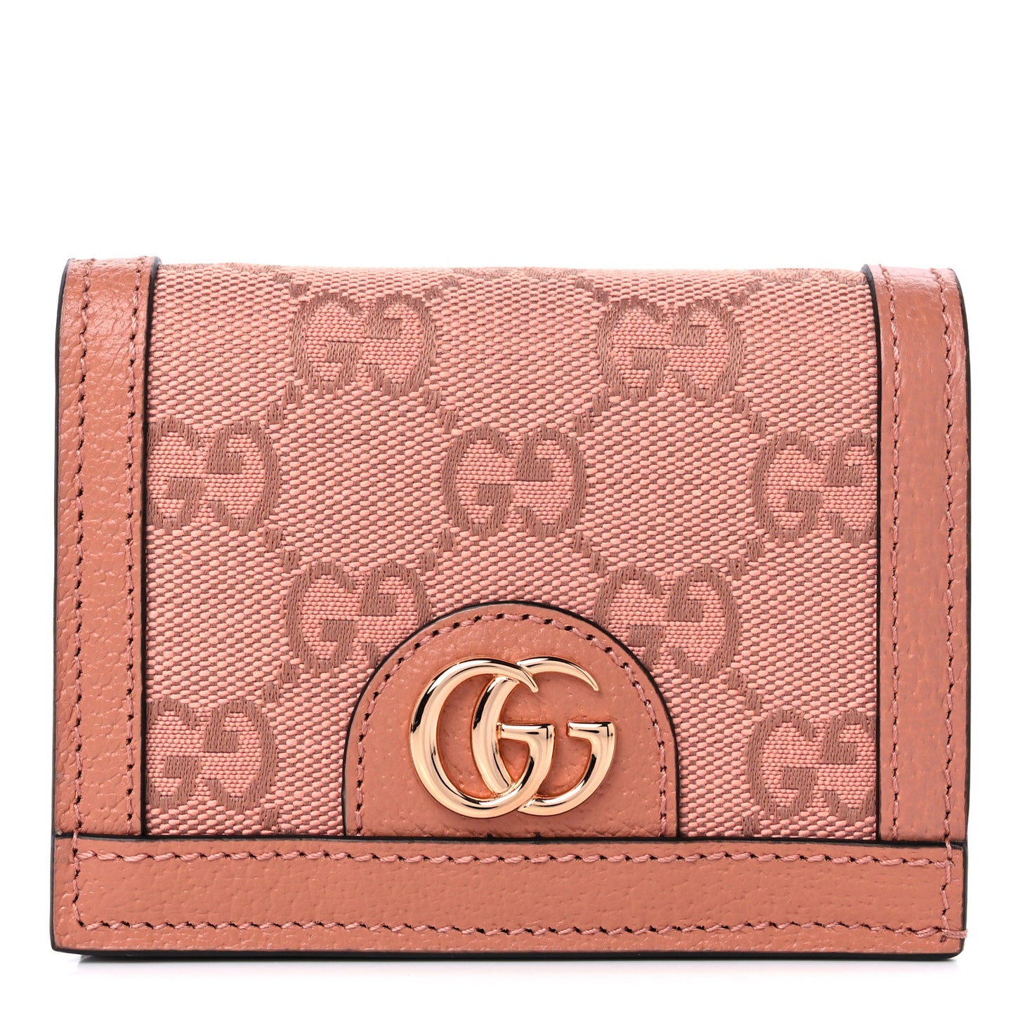 Monogram Textured Dollar Calfskin Card Case Cloche Rose Pink