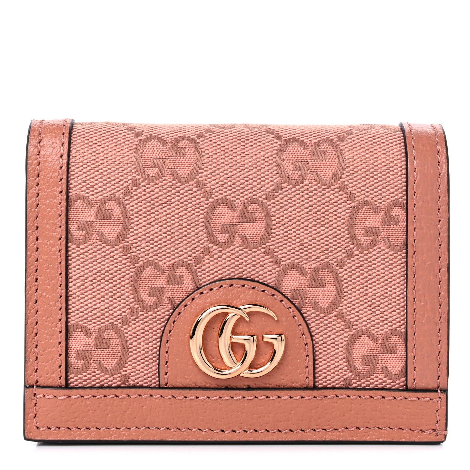 Gucci Monogram Textured Dollar Calfskin Card Case Cloche Rose Pink 1 of 10