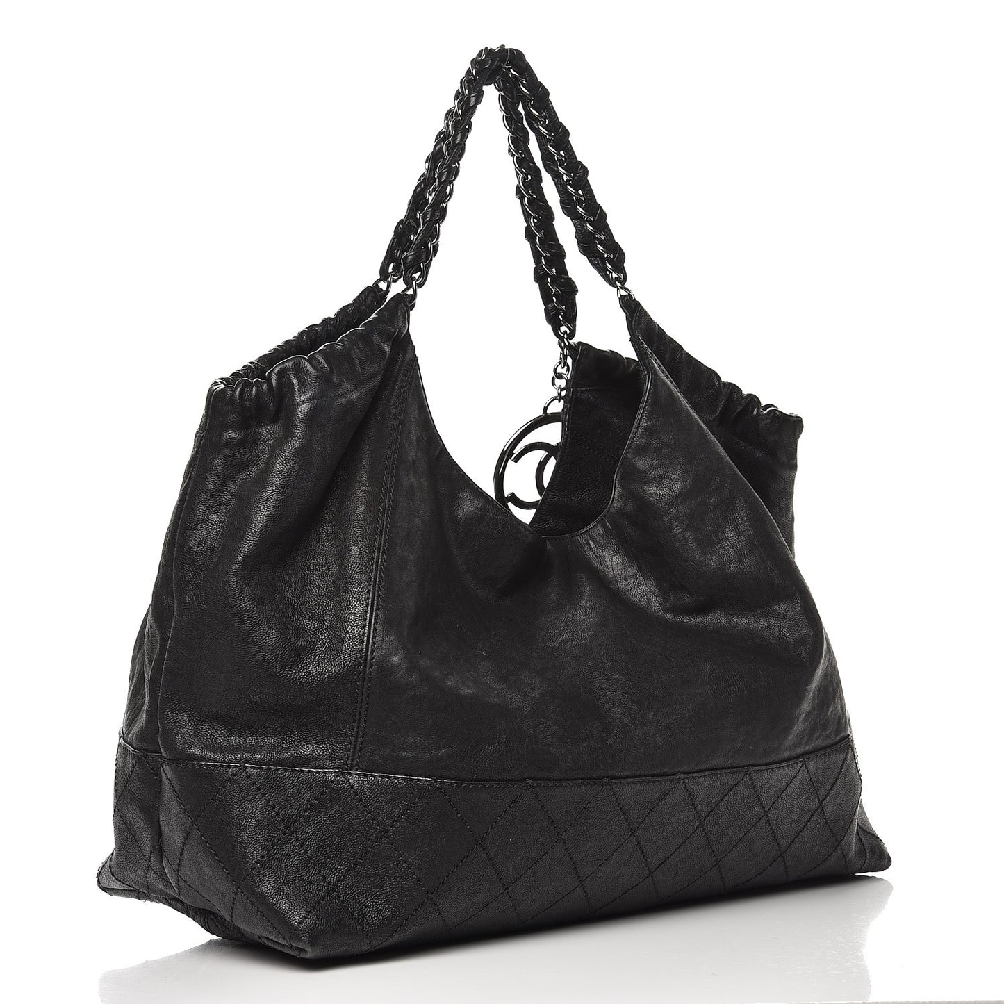 Distressed Caviar XL Coco Cabas Black