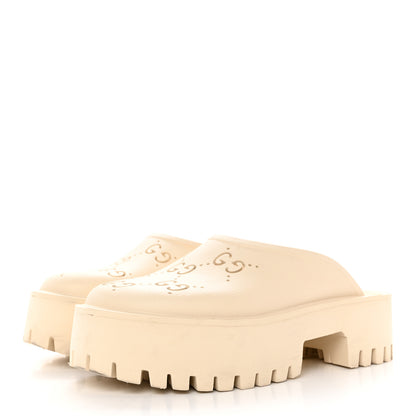 Gucci Rubber GG Monogram Perforated Elea Platform 55mm Lug Sole Sandals 39 Mystic White 3 of 18