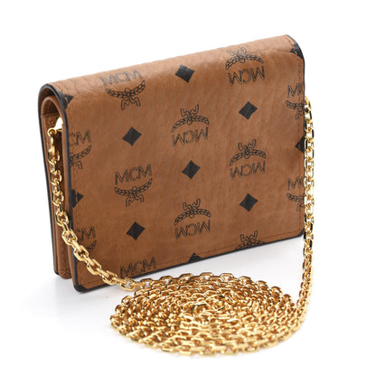 MCM Visetos Original Mini Chain Wallet Cognac 3 of 9