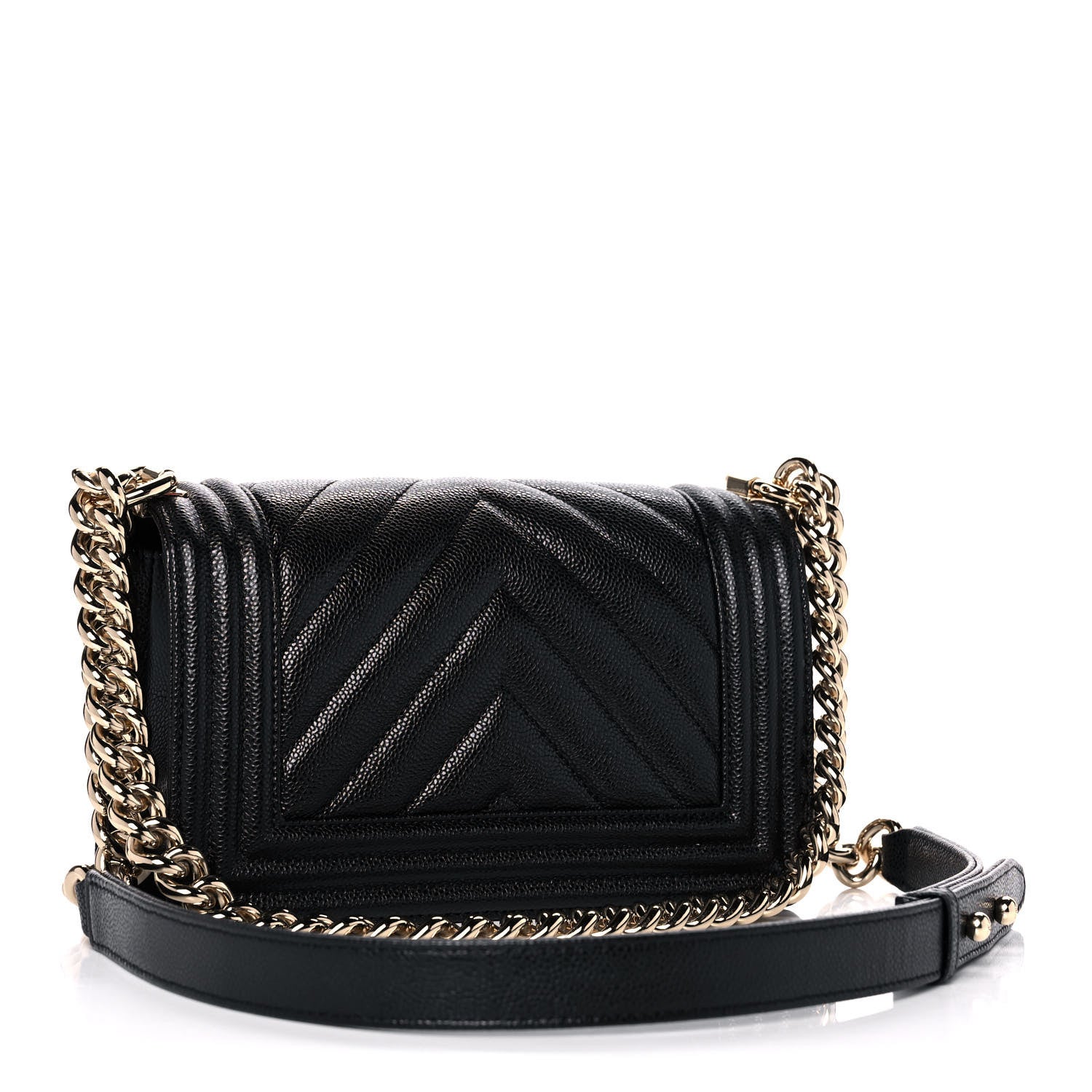 Chanel Caviar Chevron Quilted Small Boy Flap Black 3 of 13
