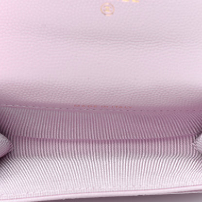 Chanel Caviar Quilted Flap Card Holder Wallet Light Pink 4 of 11