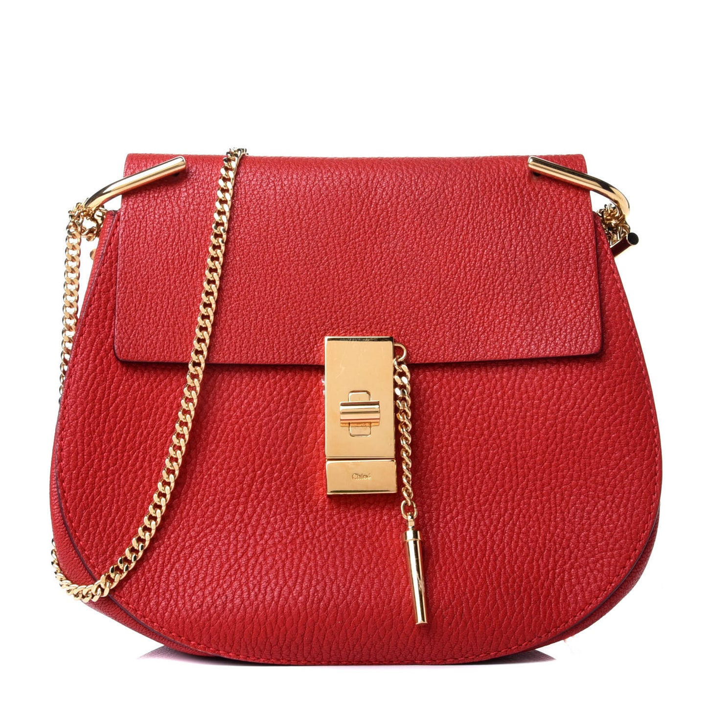Grained Lambskin Drew Shoulder Bag Plaid Red