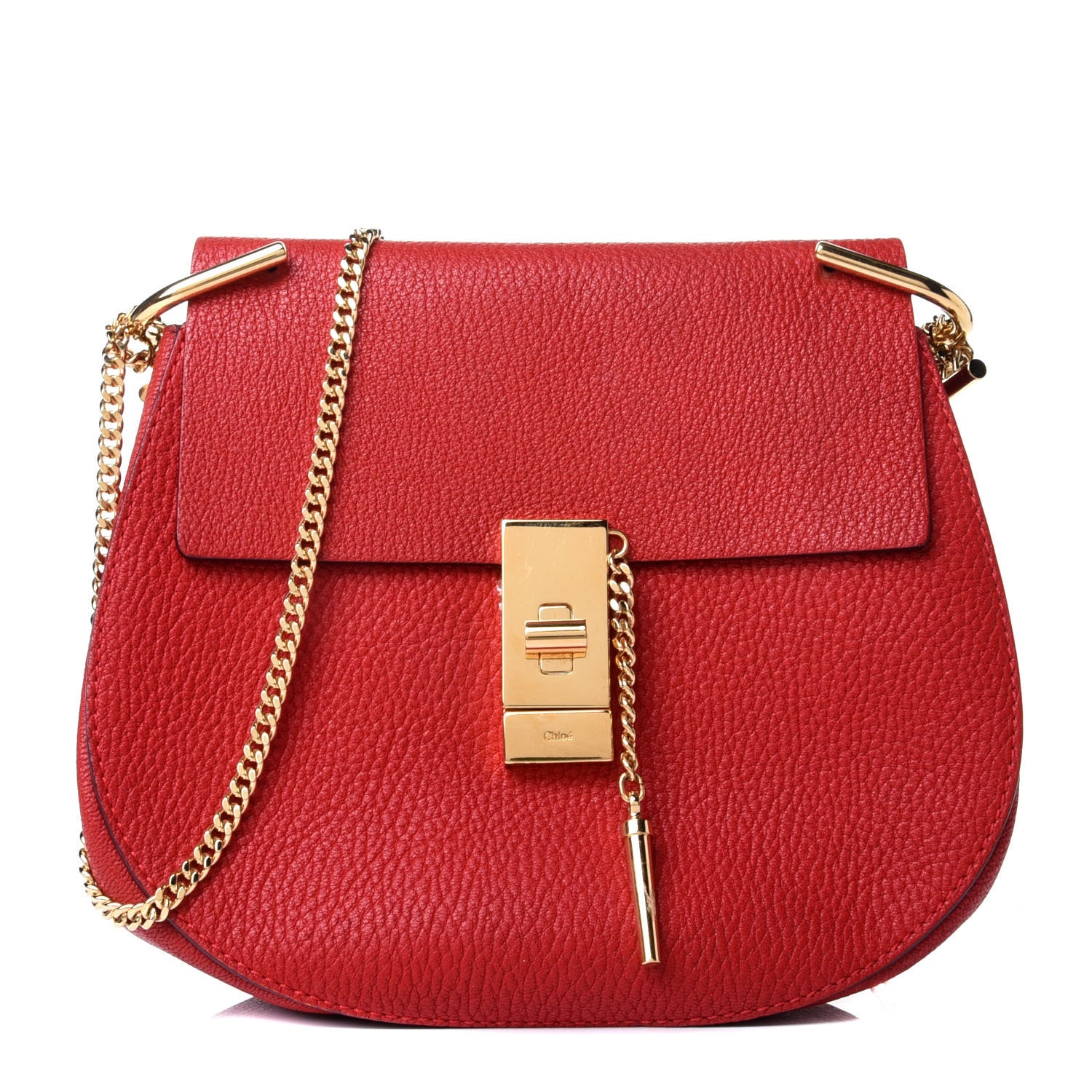 Chloe Grained Lambskin Drew Shoulder Bag Plaid Red 1 of 5