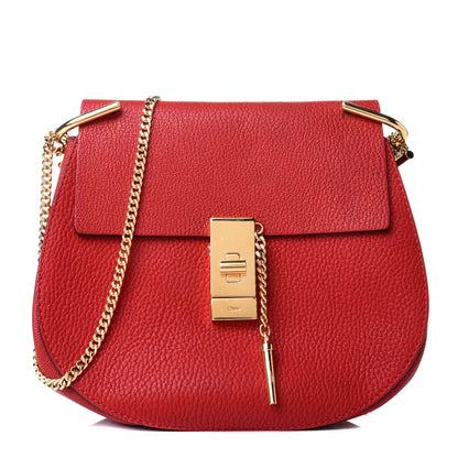 Chloe Grained Lambskin Drew Shoulder Bag Plaid Red 1 of 5