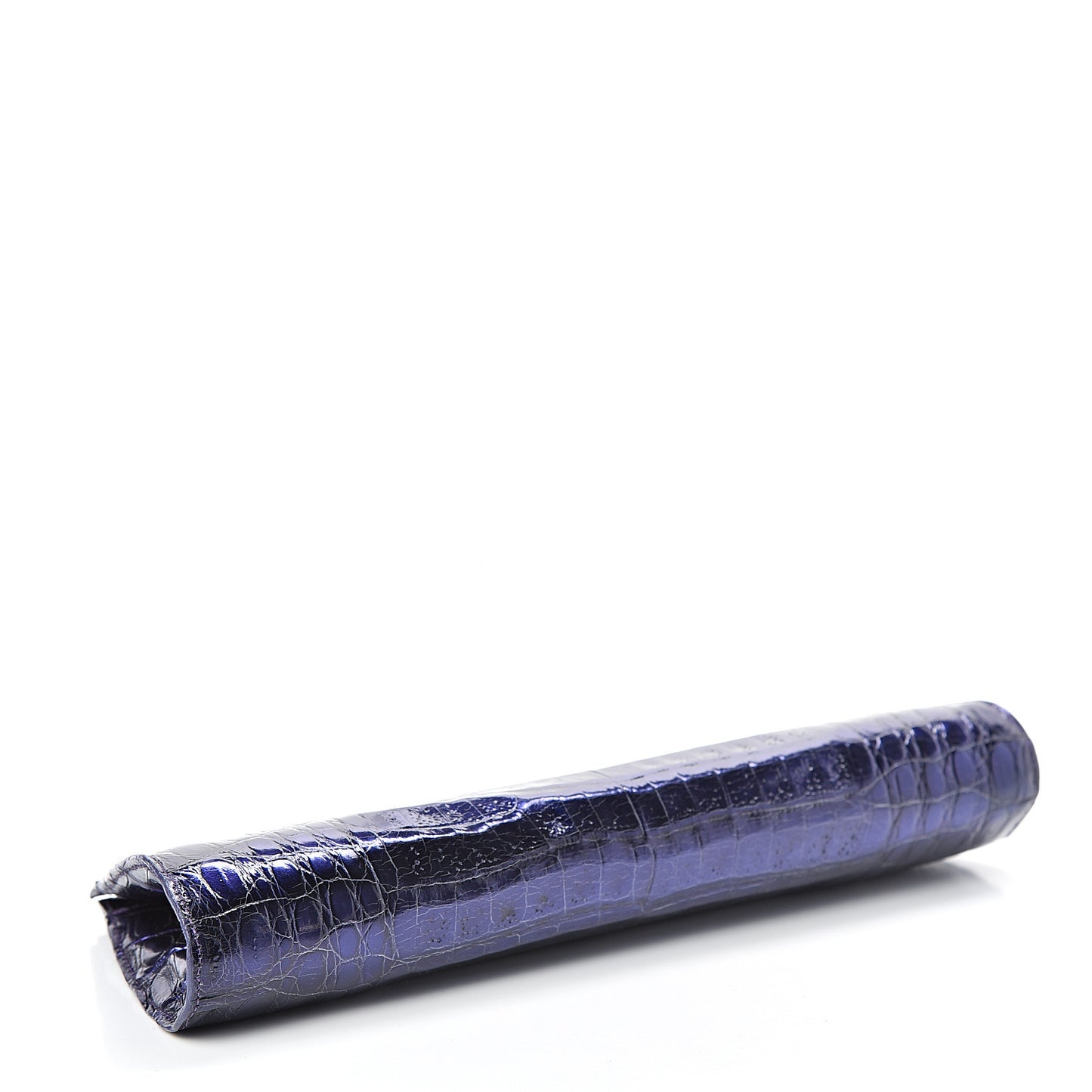 Metallic Crocodile Clutch Purple