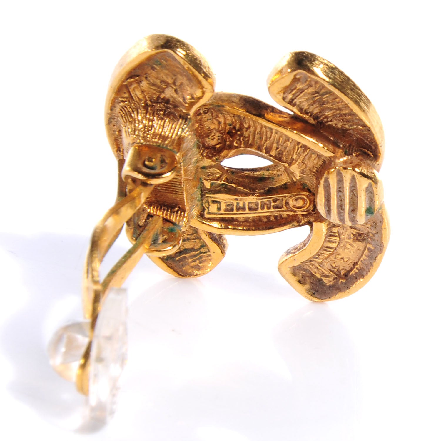 Chanel CC Quilted Clip On Earrings Gold 4 of 4