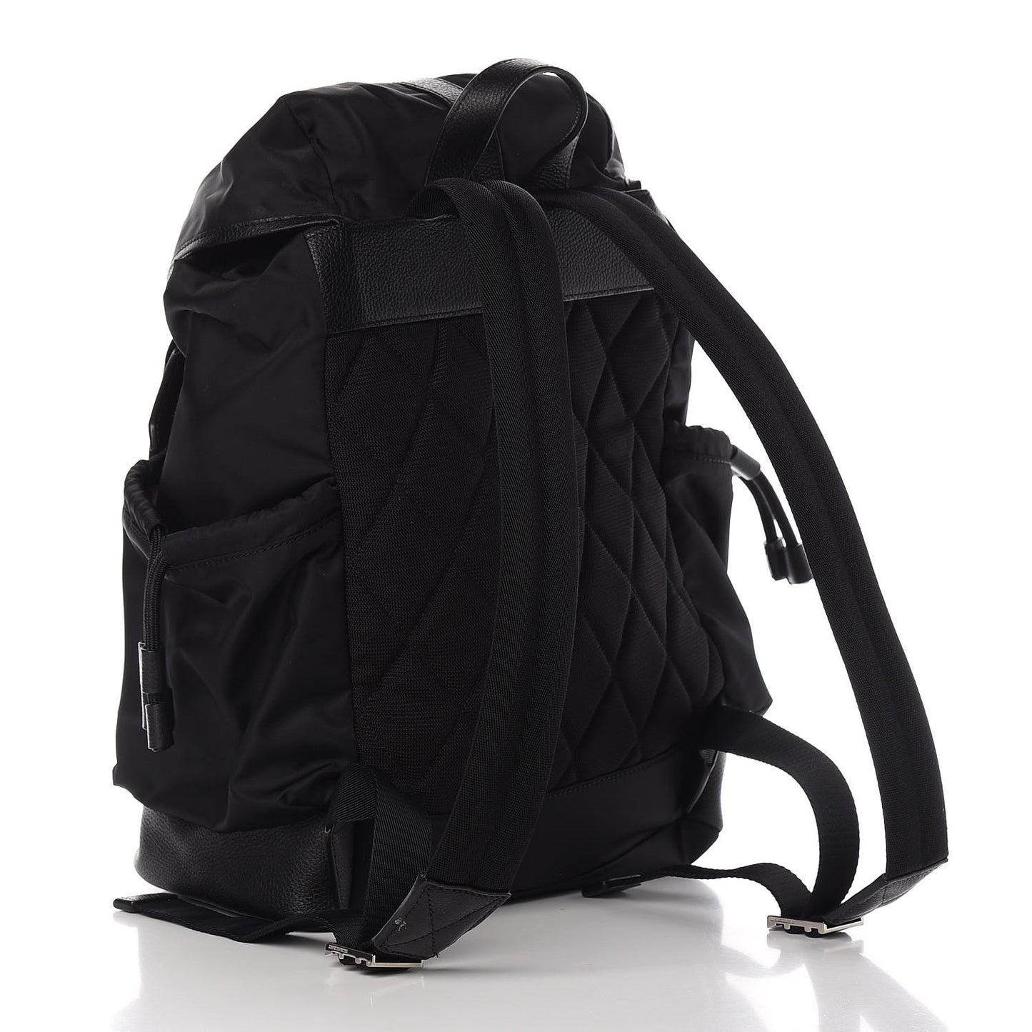 Nylon Grained Calfskin Watson Diaper Bag Black