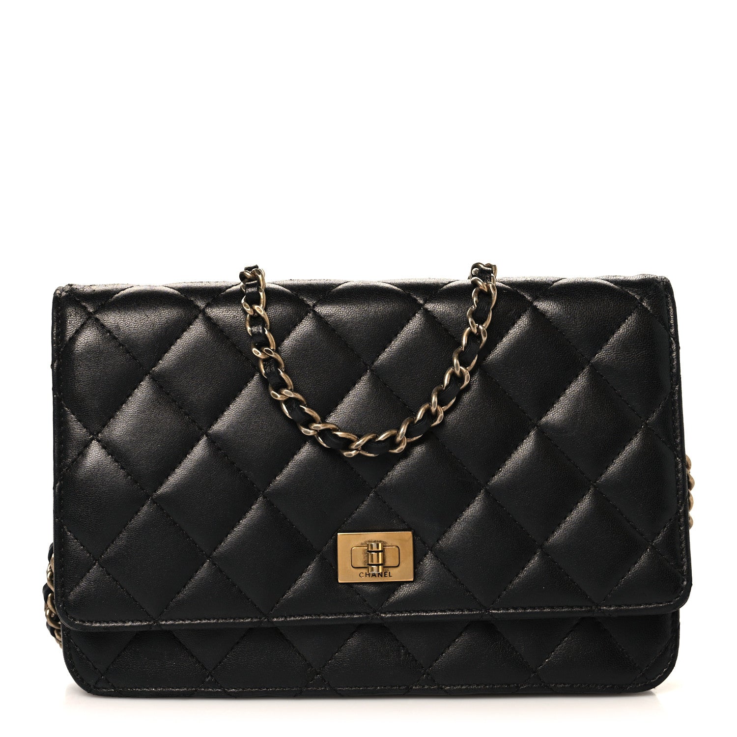 Chanel Lambskin Quilted Reissue Wallet On Chain WOC Black 1 of 12