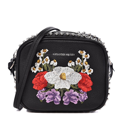 Alexander McQueen Calfskin Studded Embroidered Mini Camera Bag Black 1 of 8