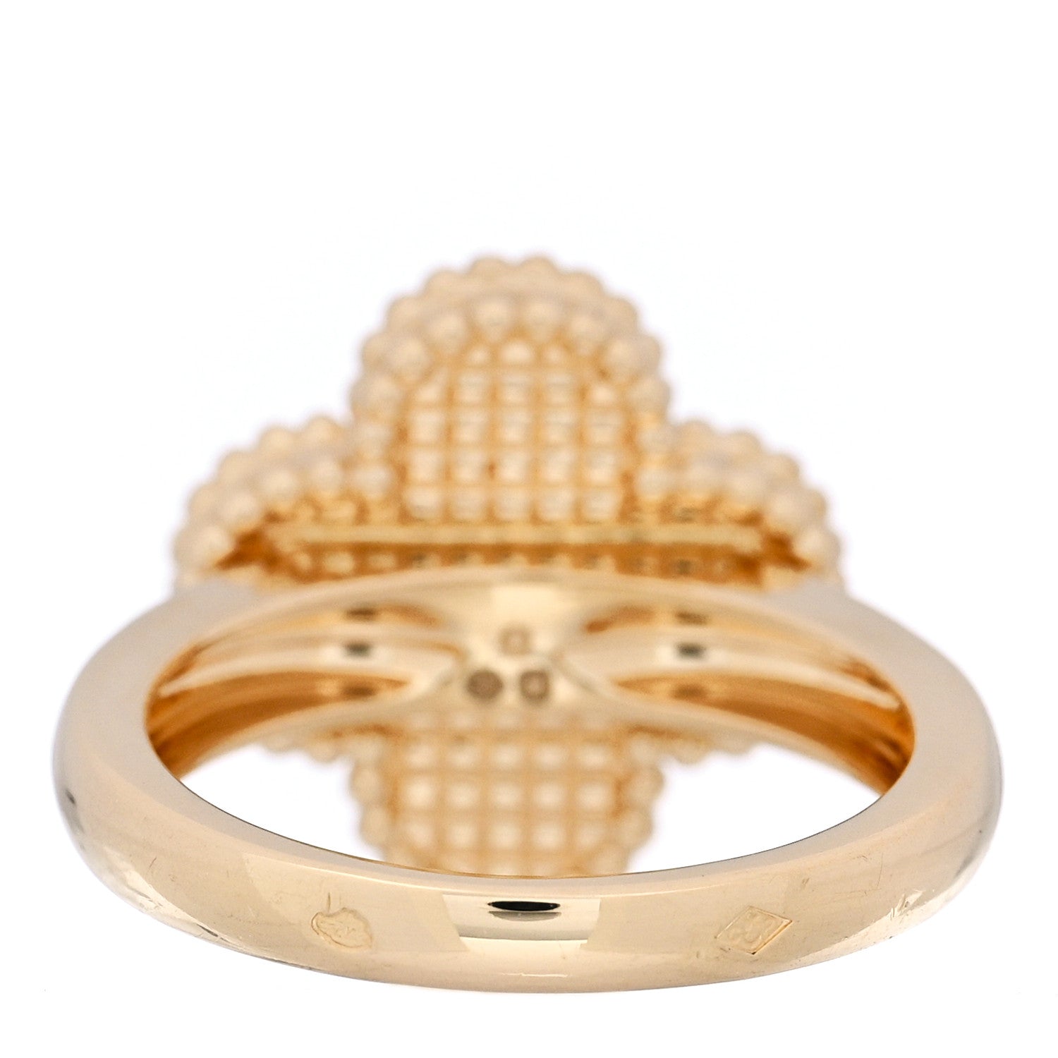 Van Cleef & Arpels 18K Yellow Gold Guilloche Vintage Alhambra Ring 51 5.75 4 of 5