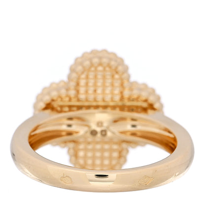 Van Cleef & Arpels 18K Yellow Gold Guilloche Vintage Alhambra Ring 51 5.75 4 of 5