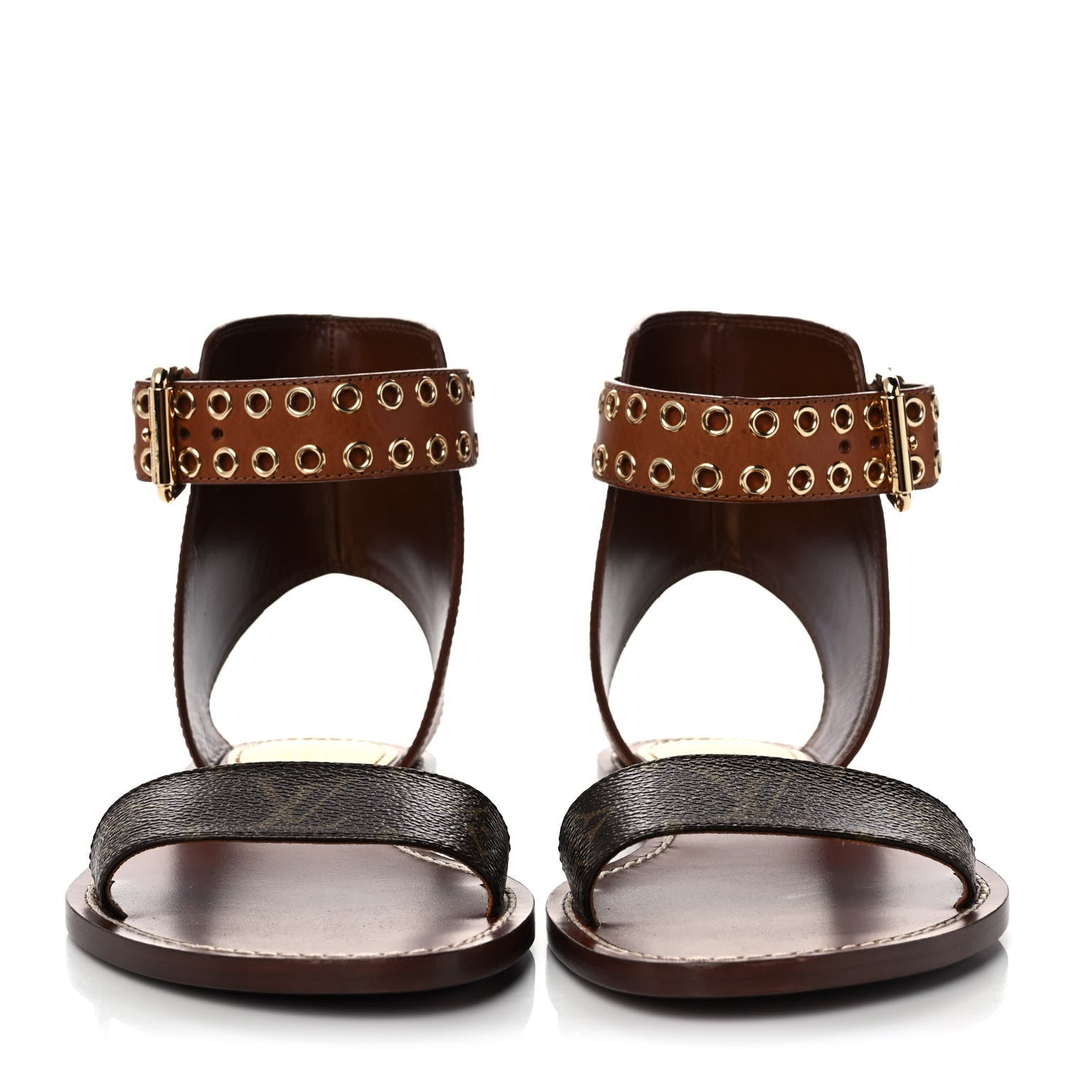 Louis Vuitton Calfskin Monogram Passenger Flat Sandals 37 Cognac 2 of 8