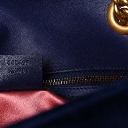 Gucci Velvet Matelasse Small GG Marmont Shoulder Bag Cobalt Blue 9 of 10