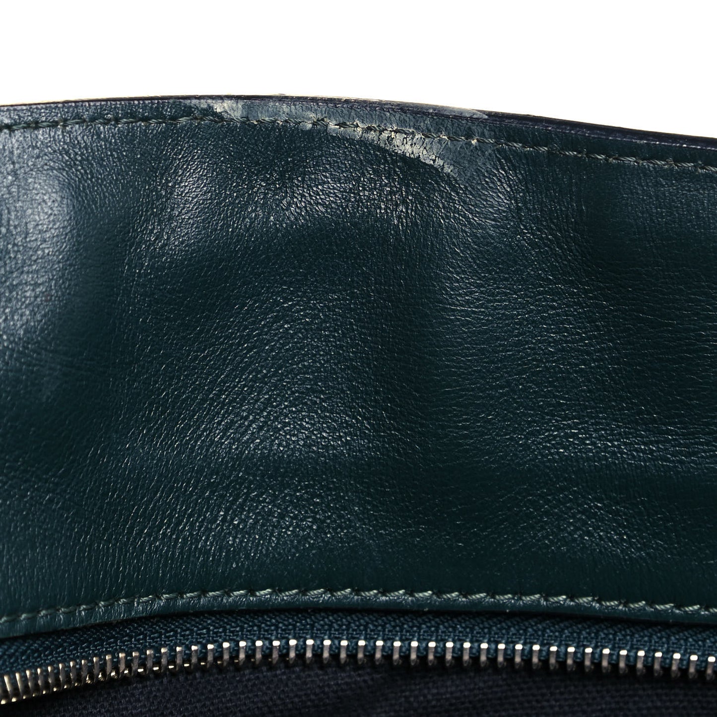 Pebbled Calfskin Large Skull Padlock Zip Around Tote Dark Green