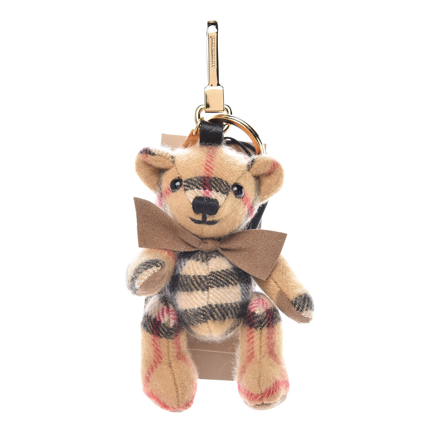 Burberry Cashmere Vintage Check Thomas Bear Bag Charm Antique Yellow 1 of 4