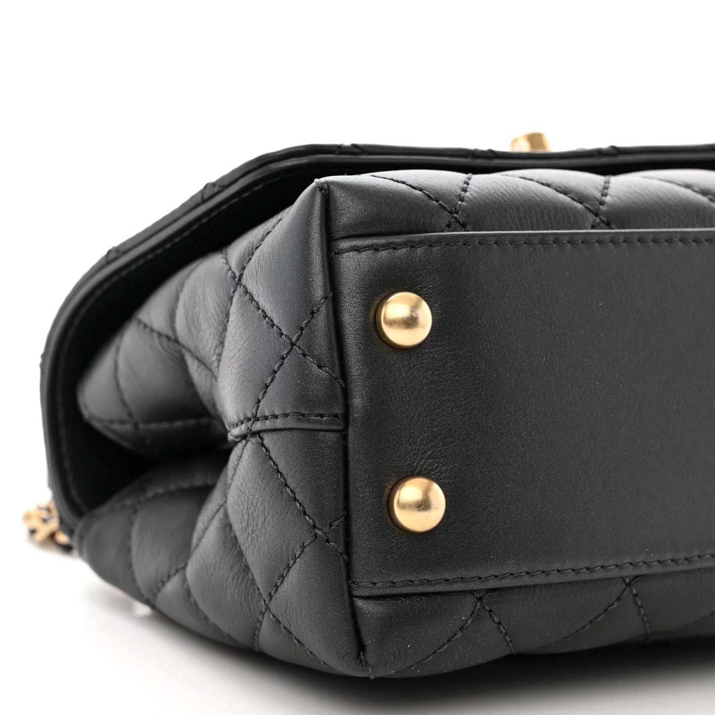 Calfskin Strass Quilted Extra Mini Coco Handle Flap Dark Grey