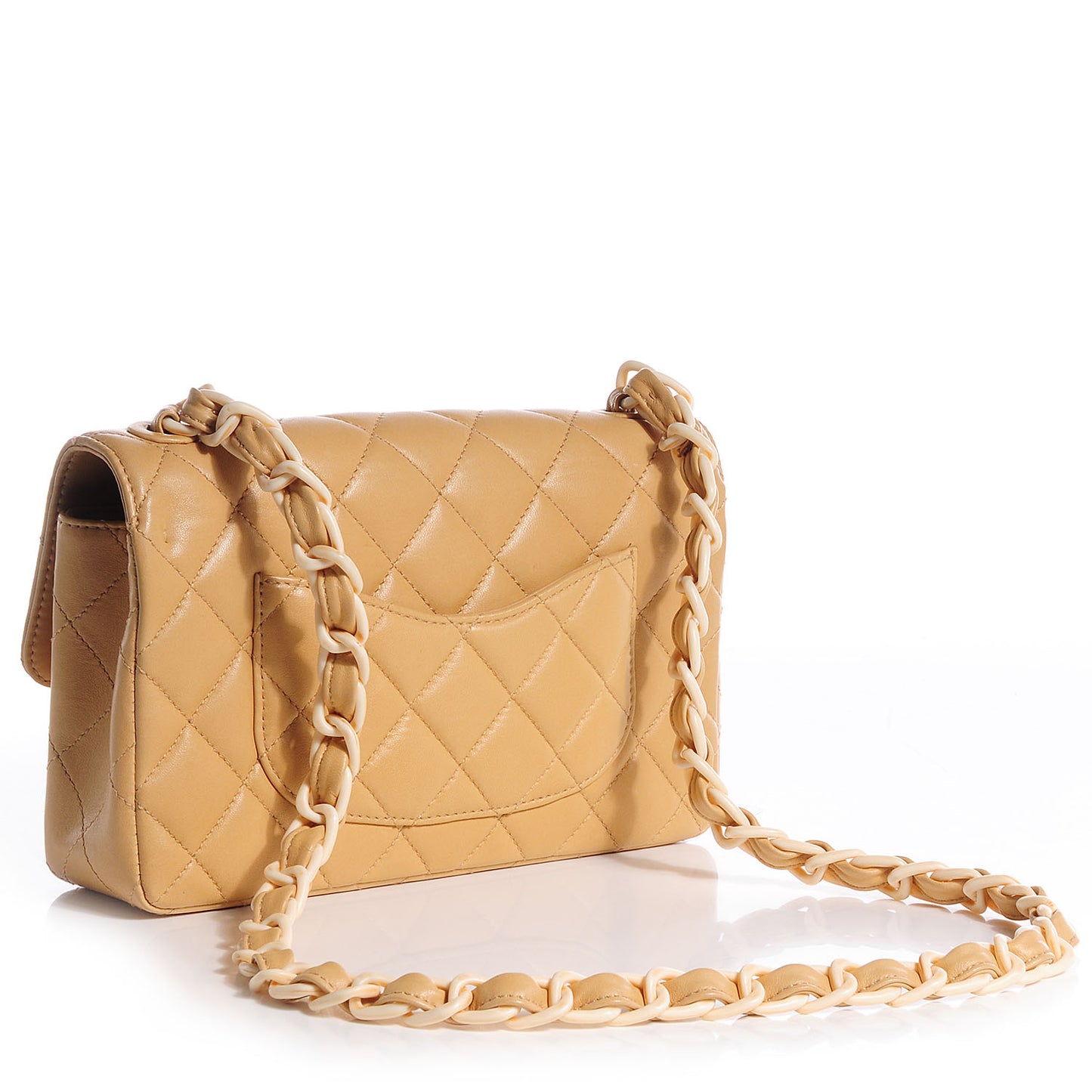 Lambskin Bekko Resin Medium Single Flap Beige