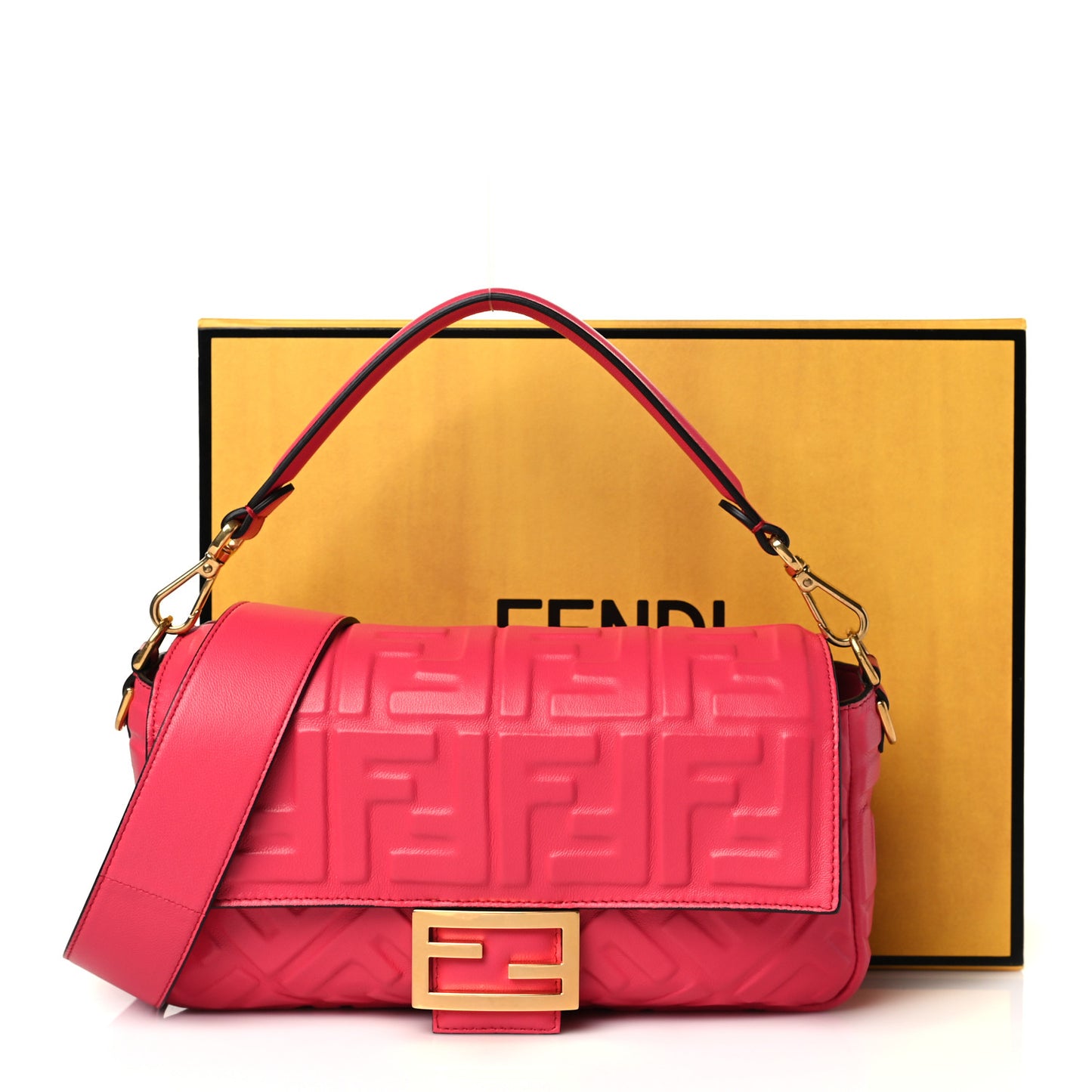 Nappa FF 1974 Embossed Baguette Lampone