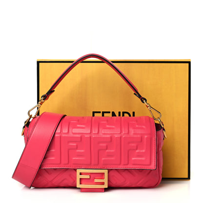 Fendi Nappa FF 1974 Embossed Baguette Lampone 11 of 11