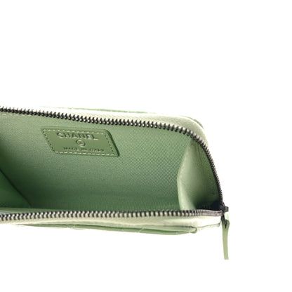 Chanel Lambskin Quilted CC Zip Around Card Holder Green 5 of 9