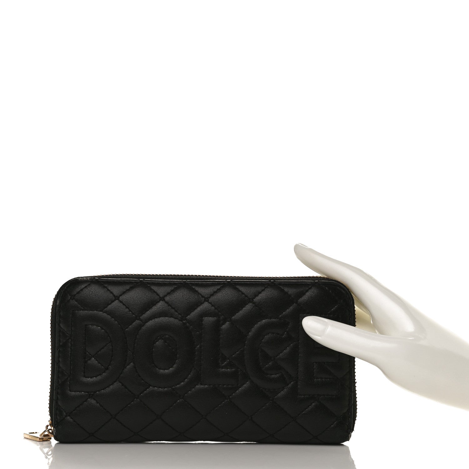 Dolce & Gabbana Calfskin Quilted Zip Around Wallet Black 2 of 10