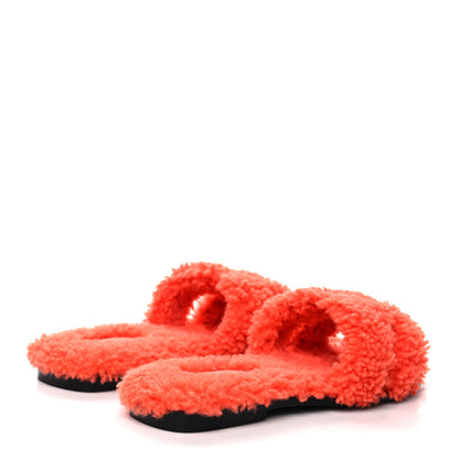 Hermes Woolskin Oran Sandals 38 Orange 4 of 8
