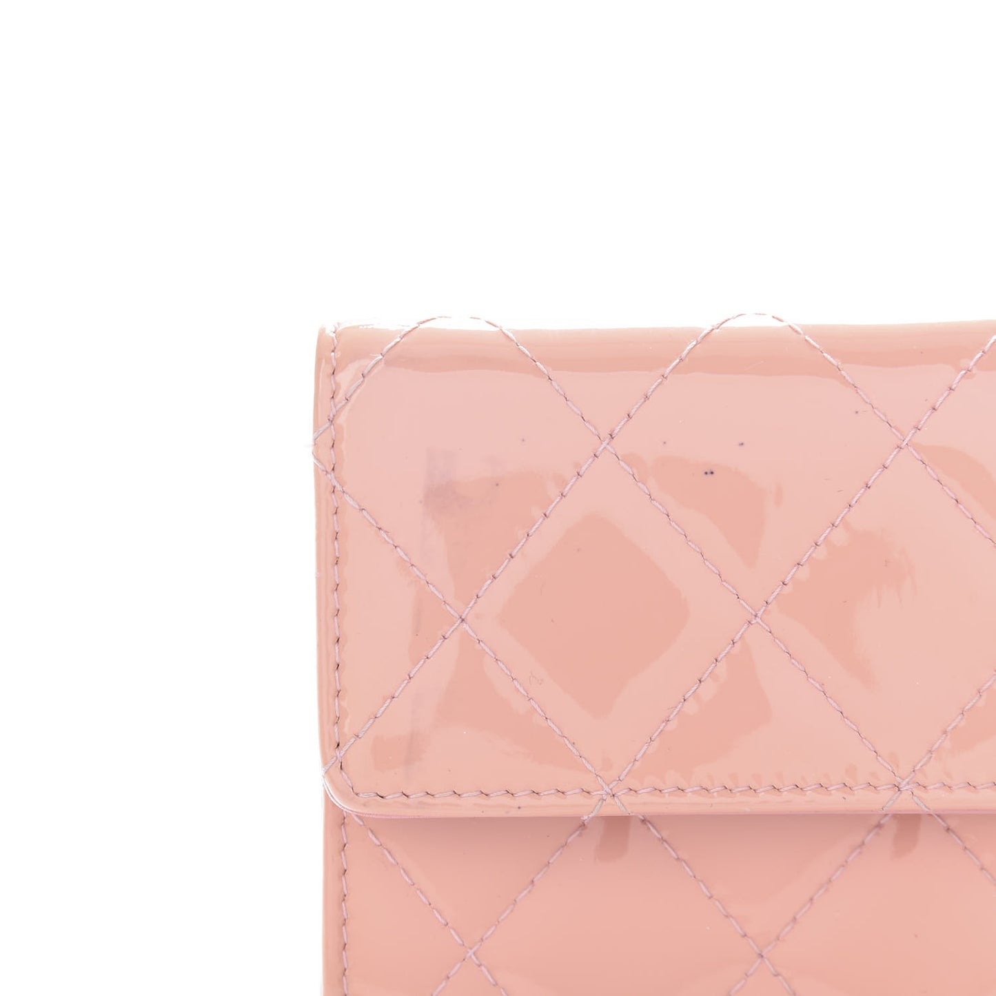 Patent Calfskin Quilted Flap Wallet Pink