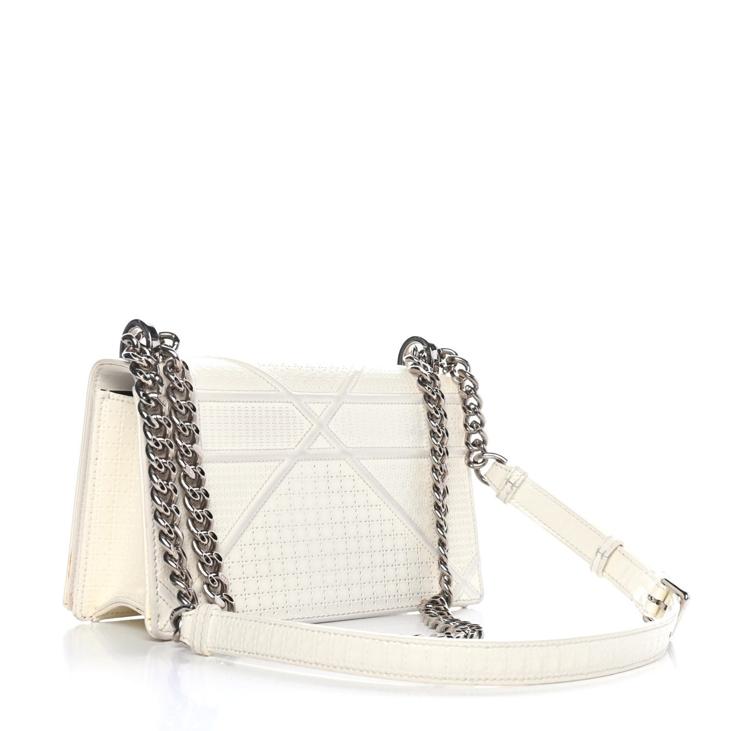Patent Micro-Cannage Small Diorama Flap Bag White