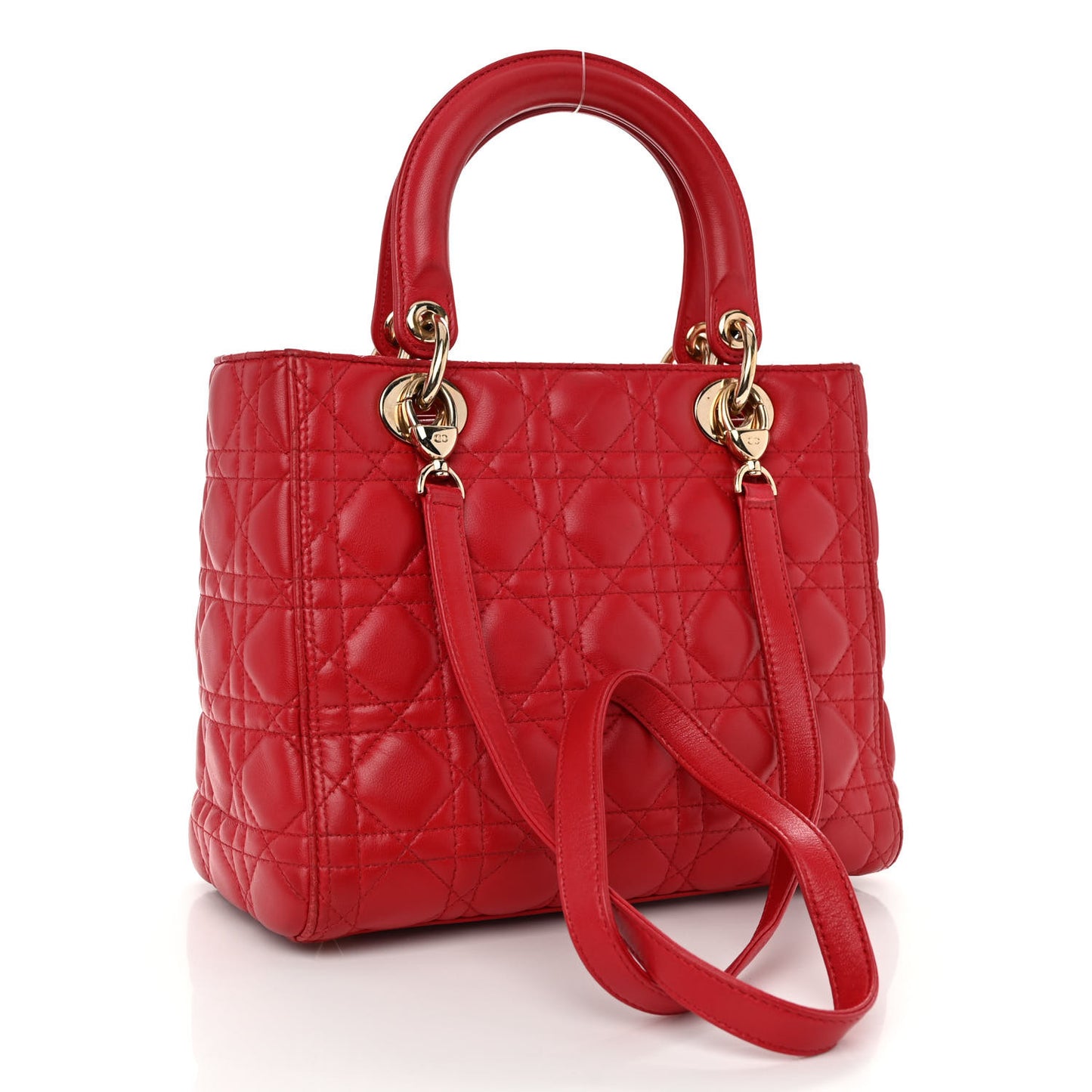 Lambskin Cannage Medium Lady Dior Red