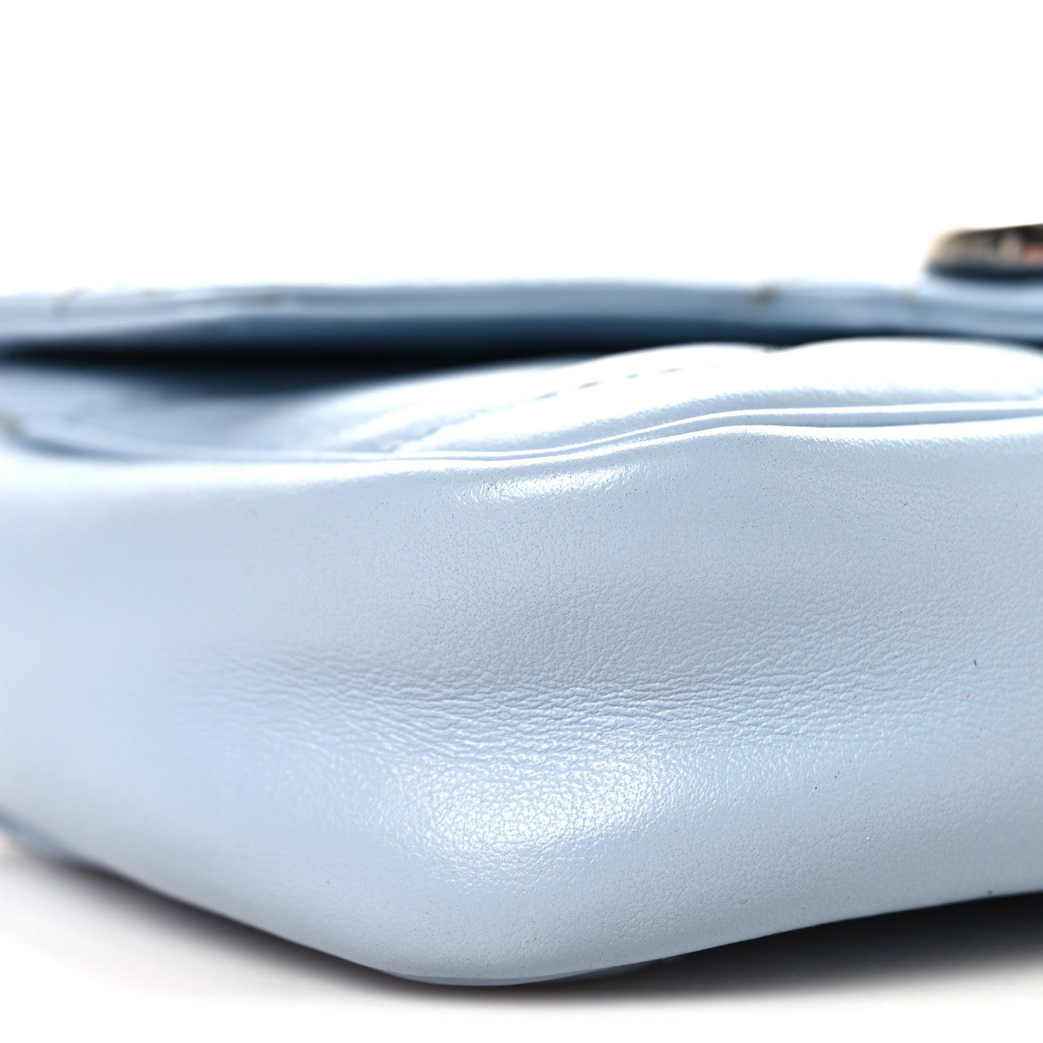 Gucci Calfskin Matelasse Super Mini GG Marmont Shoulder Bag Porcelain Light Blue 9 of 10