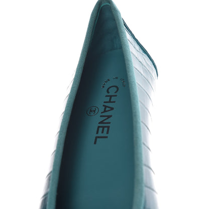 Chanel Alligator CC Cap Toe Ballerina Flats 39.5 Turquoise 7 of 9