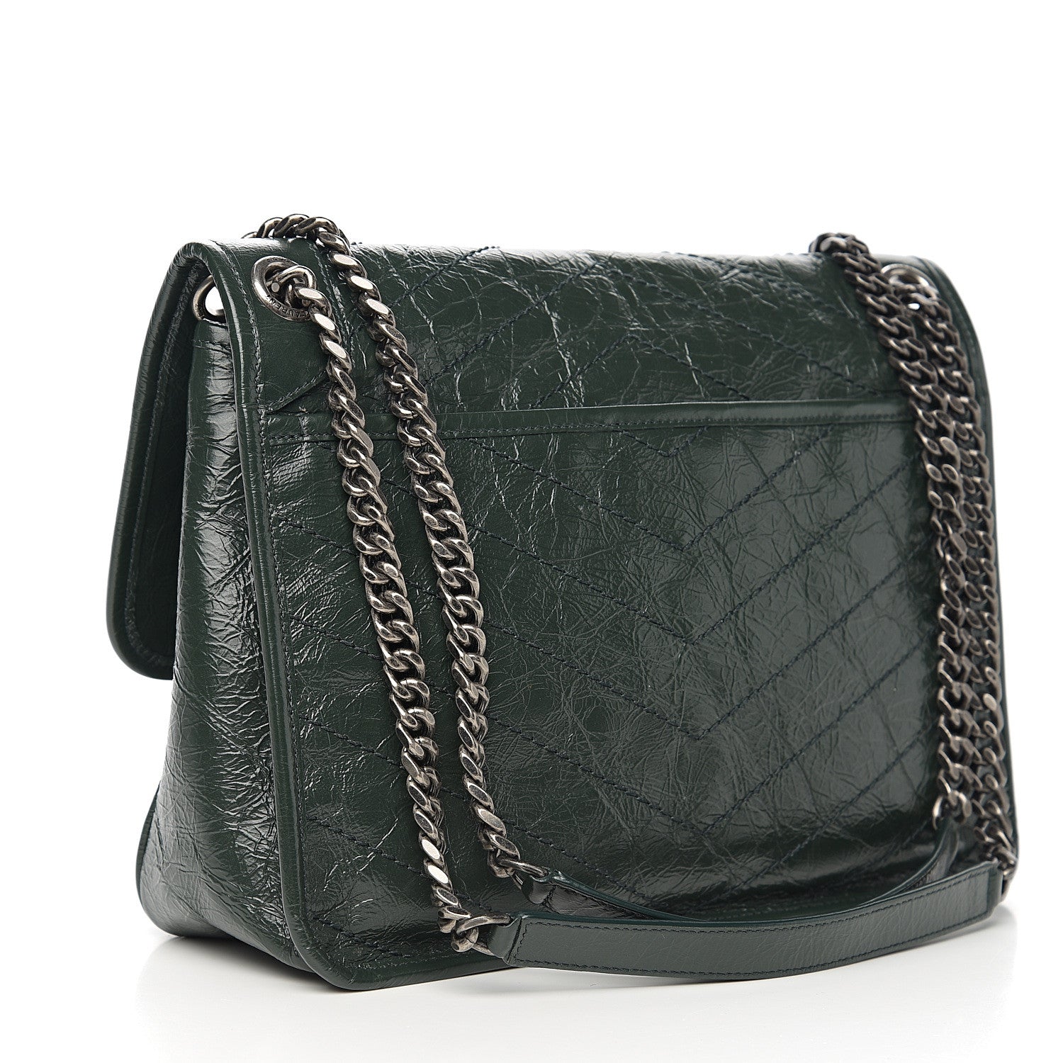Saint Laurent Crinkled Calfskin Matelasse Monogram Medium Niki Chain Satchel Military Olive 2 of 8