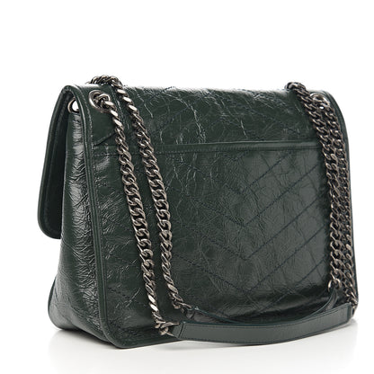 Saint Laurent Crinkled Calfskin Matelasse Monogram Medium Niki Chain Satchel Military Olive 2 of 8