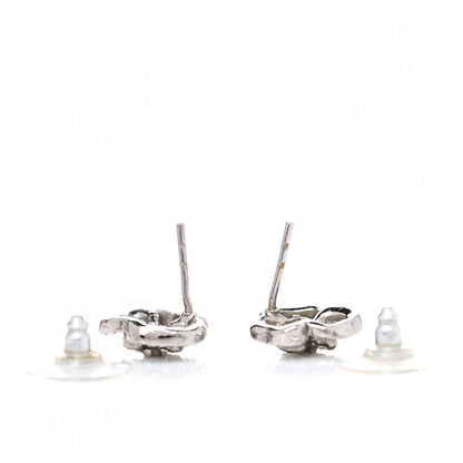 Chanel Crystal CC Camellia Earrings Silver 3 of 3