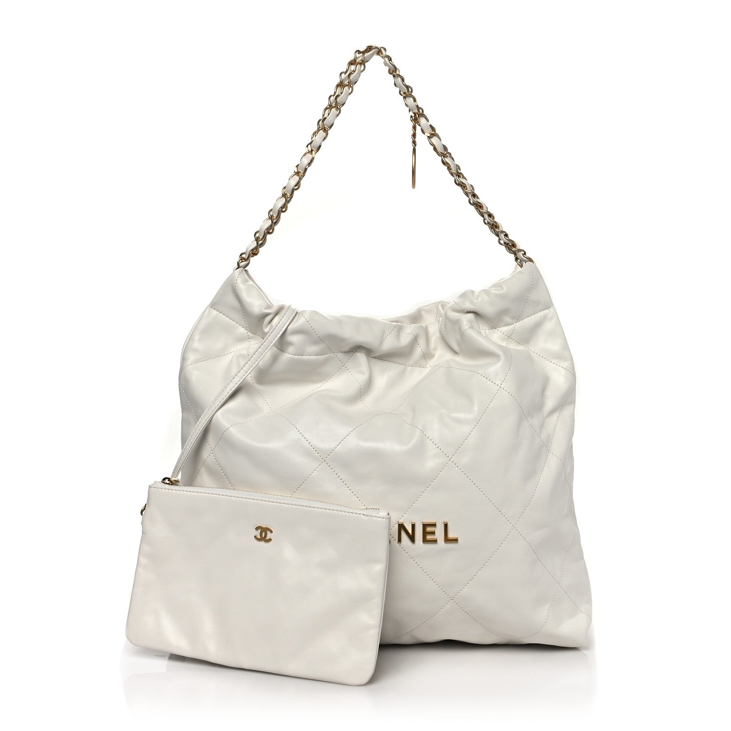 Chanel Shiny Calfskin Quilted Chanel 22 White 1 of 12